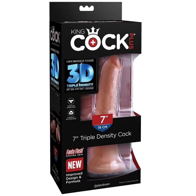 KING COCK - PLUS 3D TRIPLE DENSITY DILDO 18 CM