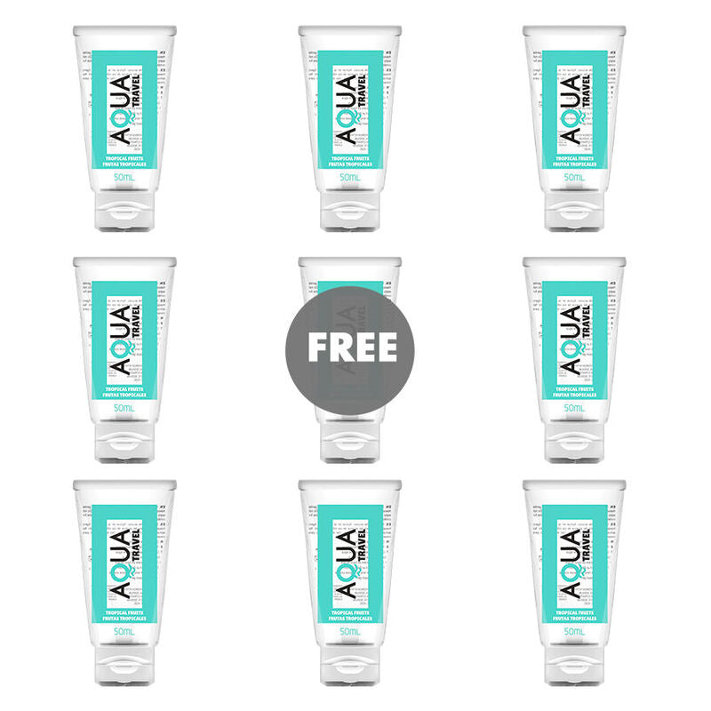 AQUA TRAVEL - LUBRIFIANT À BASE D'EAU AU GOÛT DE FRUITS TROPICAUX - 50 ML 8+1 GRATUIT