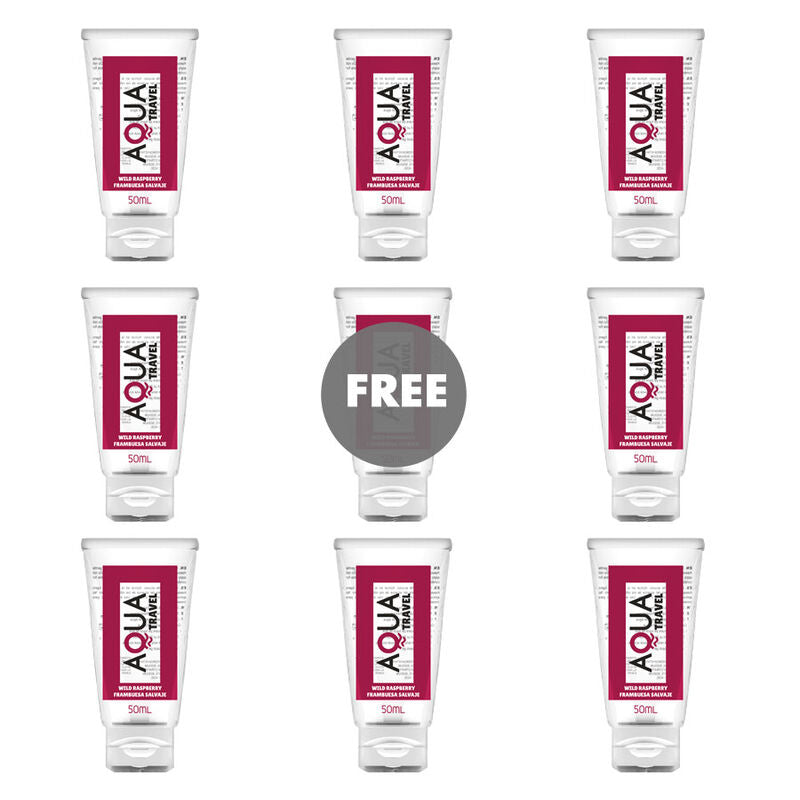 AQUA TRAVEL - LUBRIFIANT À BASE D'EAU SAVEUR FRAMBOISE SAUVAGE - 50 ML 8+1 GRATUIT