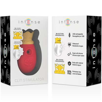 INTENSE - CLIT STIMULATOR 10 LICKING AND SUCTION FREQUENCIES - RED