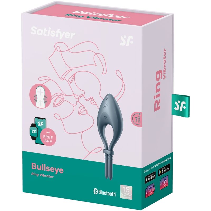 SATISFYER - ANILLO VIBRADOR BULLSEYE APP GRIS