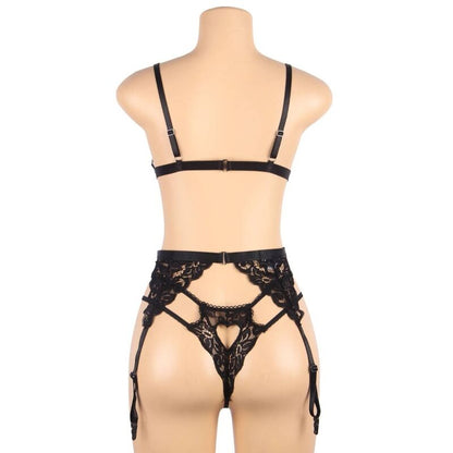 SUBBLIME - ENSEMBLE TROIS PIECES SOUTIEN-GORGE + PORTE-JARRETELLES + STRING S/M