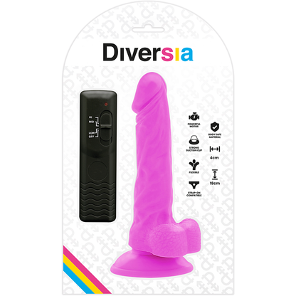 DIVERSIA - LILAC VIBRATING FLEXIBLE REALISTIC DILDO 18 CM -OR- 4 CM