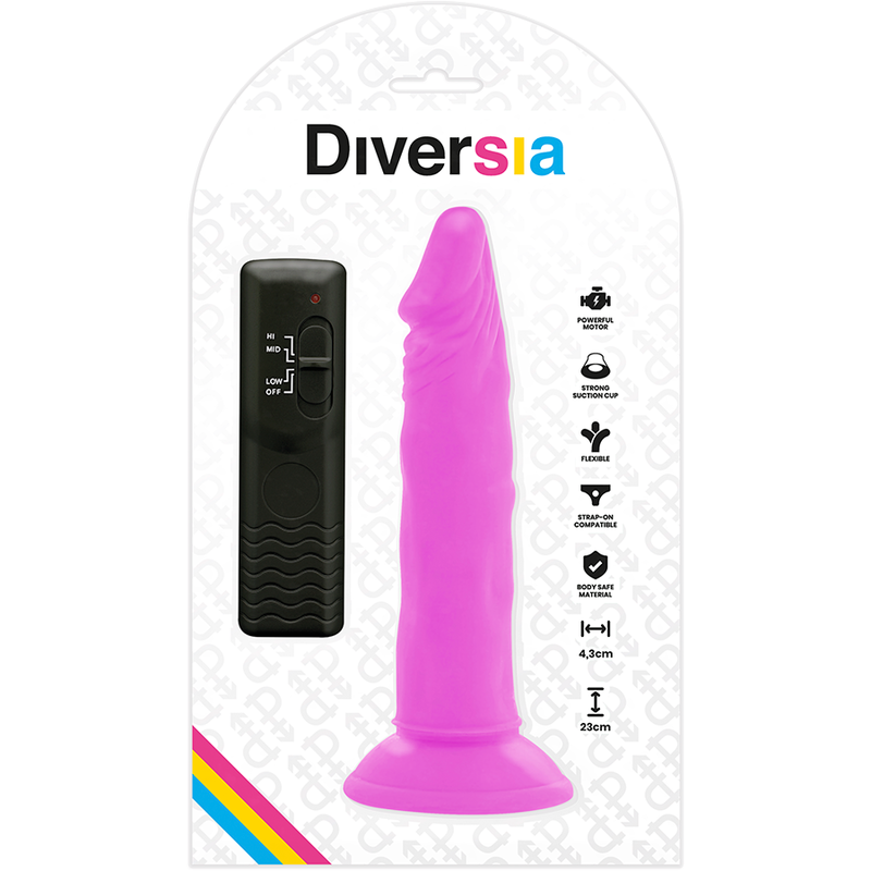 DIVERSIA - FLEXIBLE VIBRATING DILDO PURPLE 23 CM -O- 4.3 CM