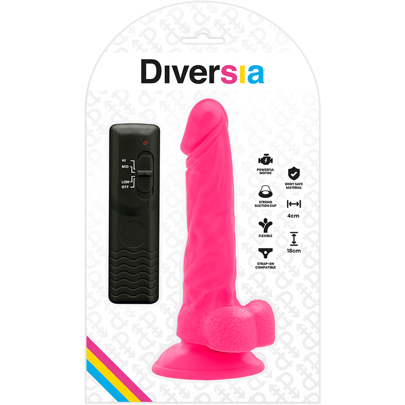 DIVERSIA - GODE RÉALISTE FLEXIBLE VIBRANT ROSE 18 CM -OU- 4 CM