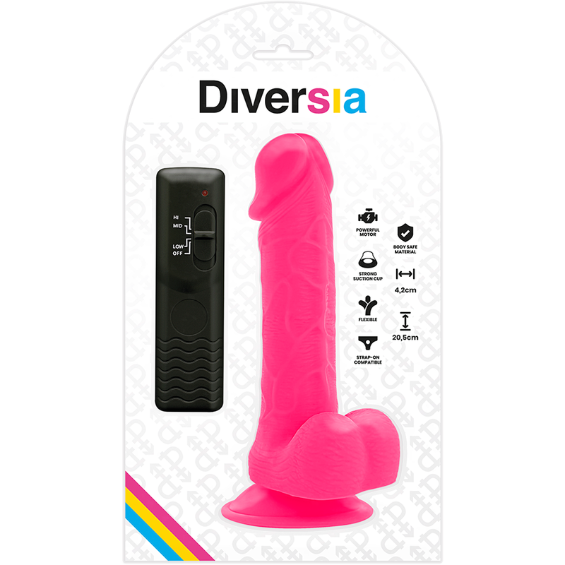 DIVERSIA - DILDO RÉALISTE FLEXIBLE VIBRANT ROSE 20,5 CM -OU- 4,2 CM
