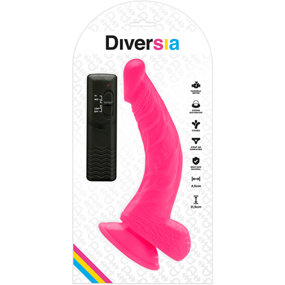 DIVERSIA - FLEXIBLE VIBRATING DILDO PINK 21.5 CM -O- 4.5 CM