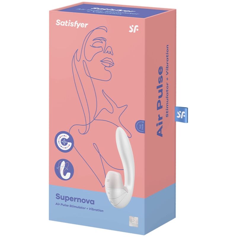 SATISFYER - STIMULATEUR À IMPULSIONS D'AIR ET VIBRATIONS SUPERNOVA BLANC