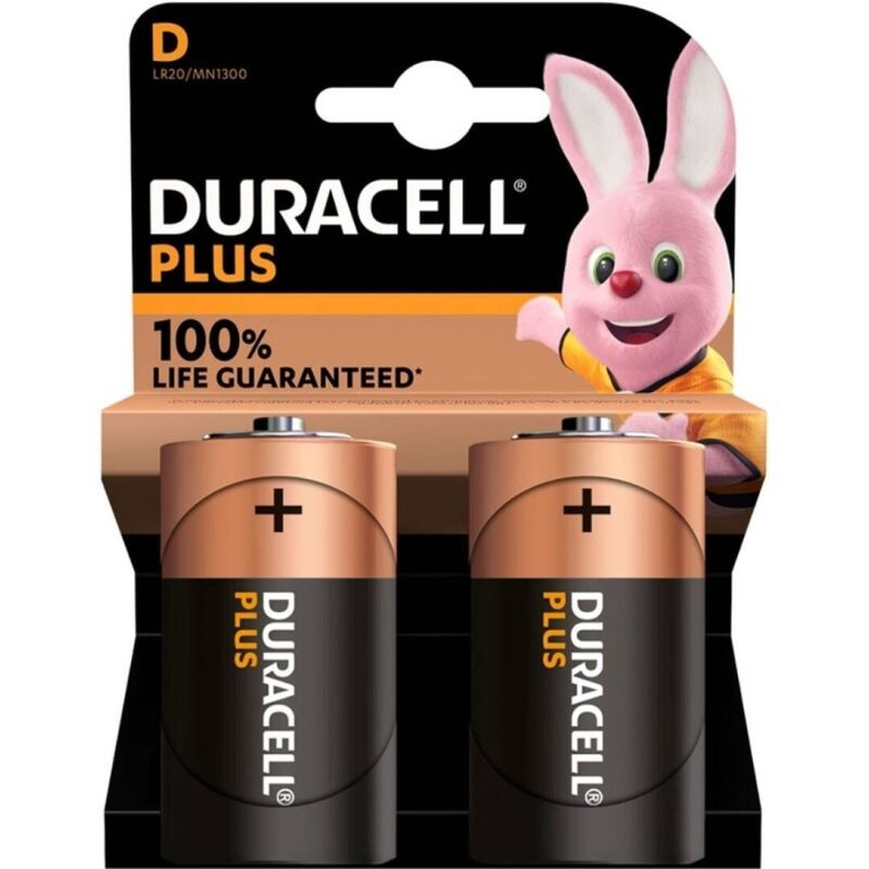 DURACELL - PILA ALCALINA PLUS POWER 100 D LR20 2 UNIDADES