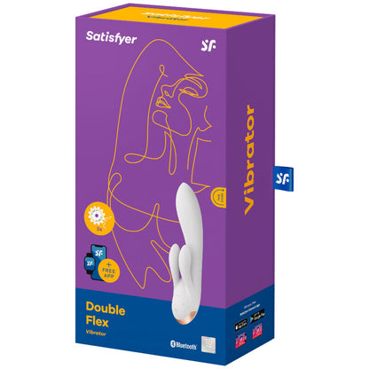 SATISFYER - VIBRATEUR DOUBLE FLEX APP BLANC