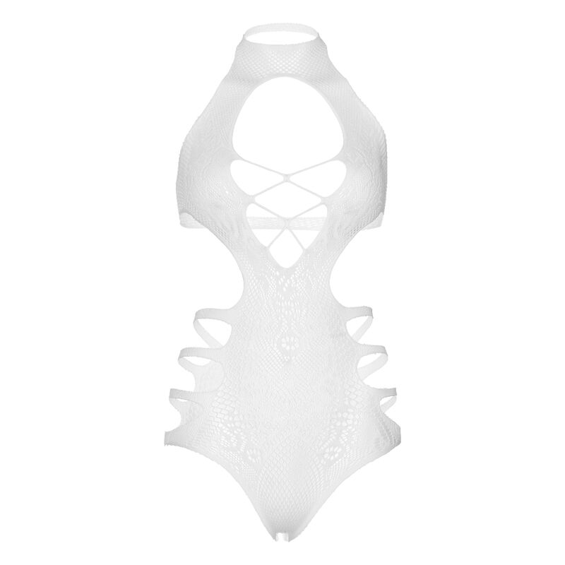 LEG AVENUE - CUT OUT STRAPPY BODYSUIT ONE SIZE - WHITE