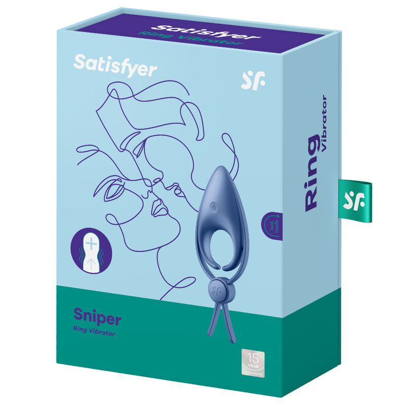 SATISFYER - ANILLO VIBRADOR SNIPER AZUL