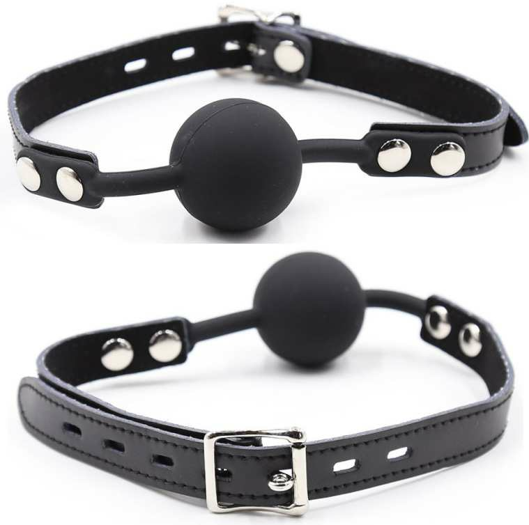 OHMAMA FETISH - BÂILLON À BOULE EN SILICONE AVEC CEINTURE EN CUIR (CADENAS INCLUS)