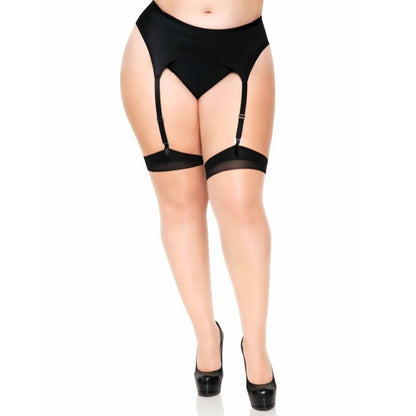 LEG AVENUE - PLUS LYCRA SHEER 2 TONE THIGH HIGH WITH BACKSEAM AND CUBAN HEEL