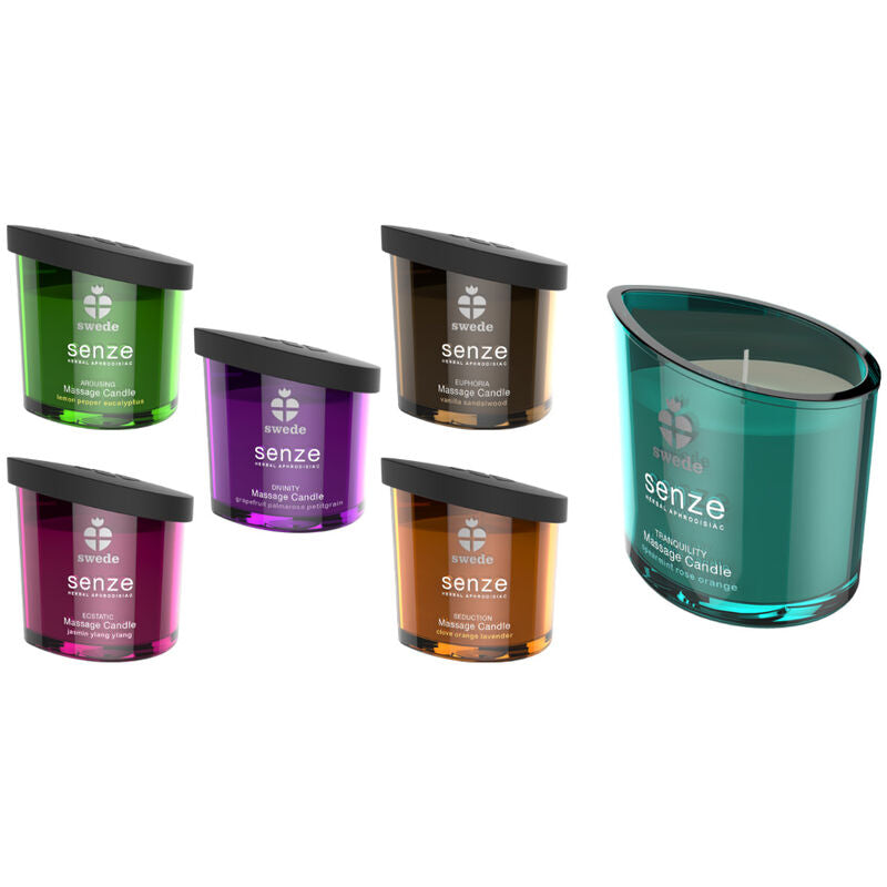 SUÈDE - BOUGIE DE MASSAGE SENZE TRANQUILITY - MENTHE VERTE, ROSE, ORANGE