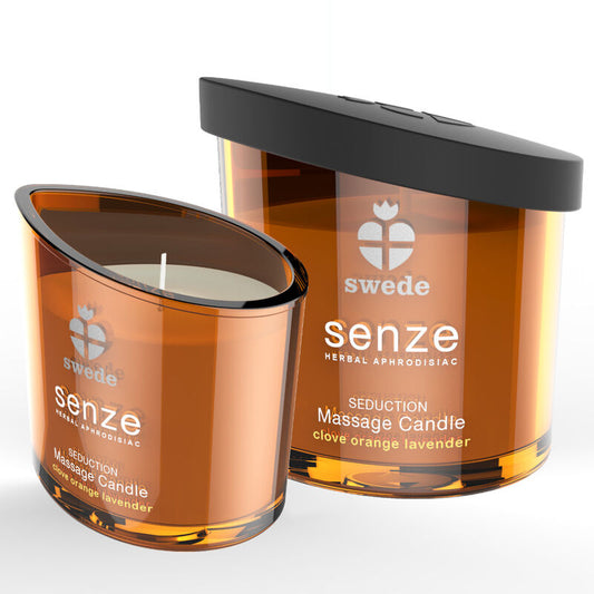 SUÈDE - BOUGIE DE MASSAGE SENZE SEDUCTION - CLOU DE GIROFLE, ORANGE, LAVANDE