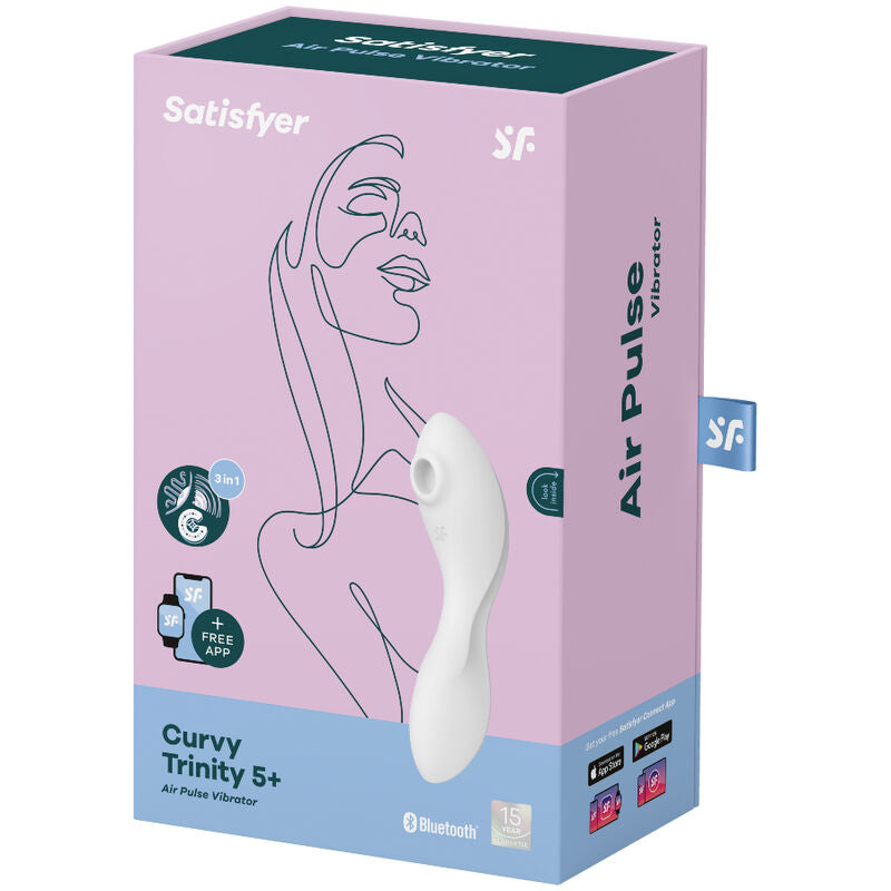 SATISFYER - CURVY TRINITY 5 AIR PULSE STIMULATOR & VIBRATOR APP WHITE