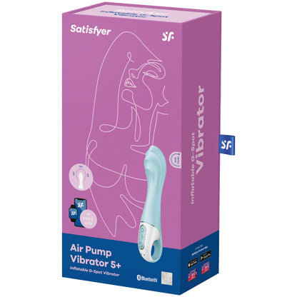 SATISFYER - VIBRATEUR À POMPE À AIR 5+ VIBRATEUR GONFLABLE POUR POINT G APP BLEU