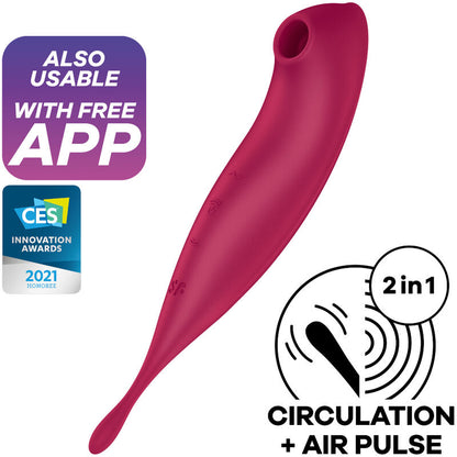 SATISFYER - TWIRLING PRO+ STIMULATEUR ET VIBRATEUR À IMPULSIONS D'AIR APPLICATION ROUGE