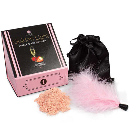 SECRETPLAY - KIT GOLDEN LIGHT POUDRE COMESTIBLE ET PLUME FRAISE PÉTILLANTE