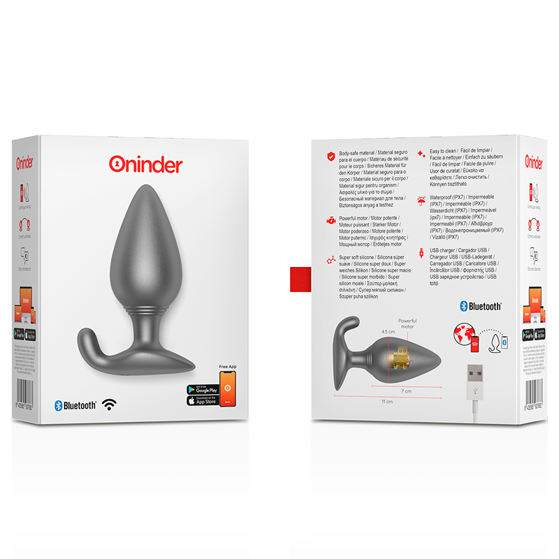 ONINDER - RIO VIBRATING ANAL PLUG BLACK - FREE APP