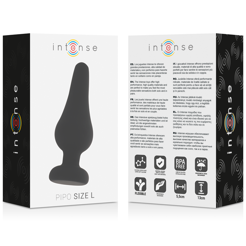 INTENSO - PLUG ANAL PIPO L SILICONA NEGRO 13 CM