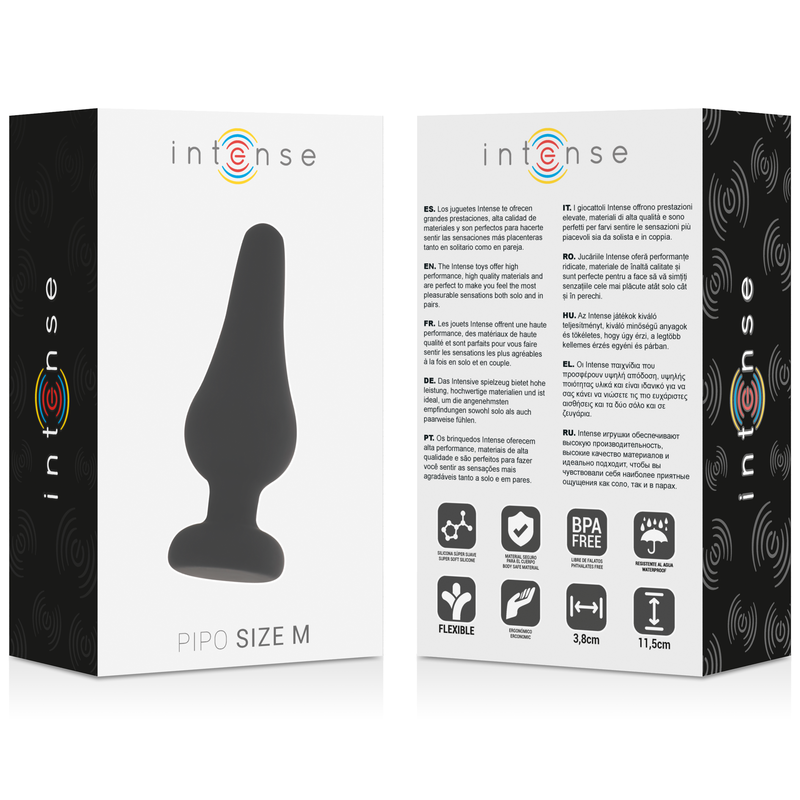 INTENSE - PLUG ANAL PIPO M SILICONA NEGRO 11 CM