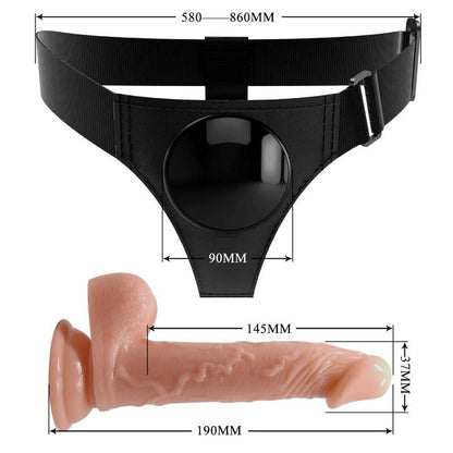 PRETTY LOVE - HARNESS BRIEFS UNIVERSAL HARNESS WITH DILDO KEVIN 19 CM NATURAL