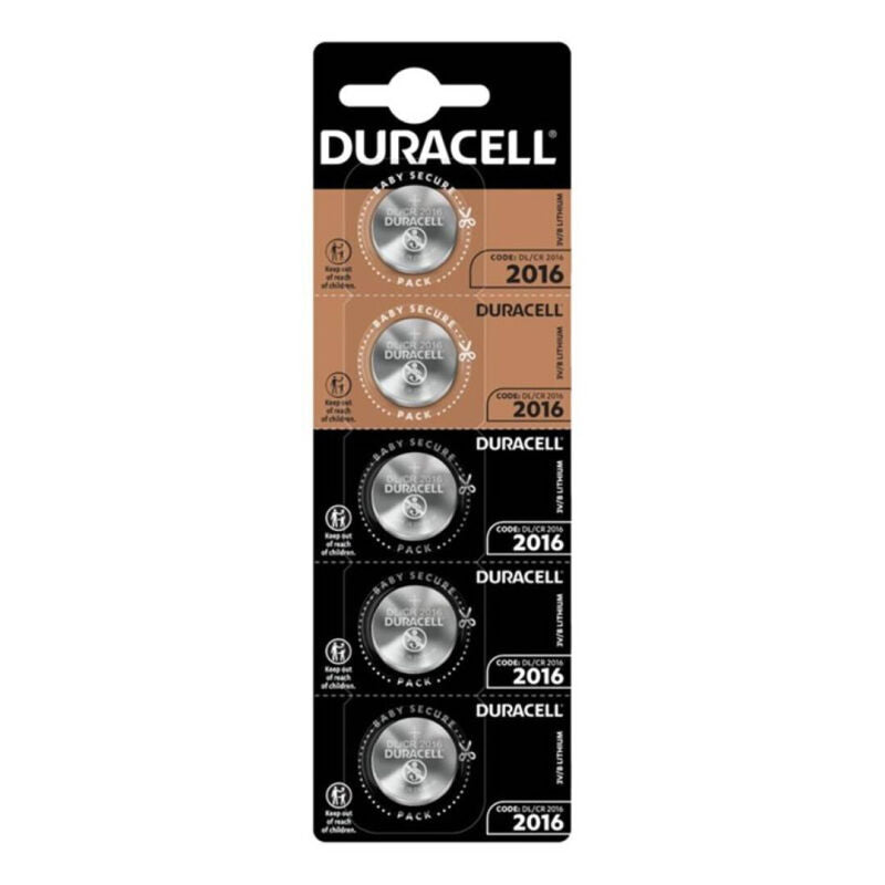 DURACELL - BUTTON BATTERY LITIO CR2016 3V 5 UNIT