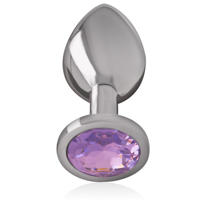 INTENSE - ALUMINUM METAL ANAL PLUG WITH VIOLET GLASS SIZE M