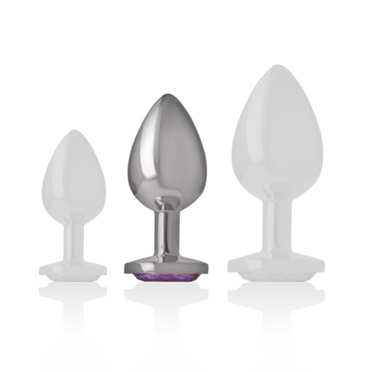 INTENSE - ALUMINUM METAL ANAL PLUG WITH VIOLET GLASS SIZE M