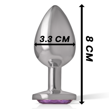 INTENSE - ALUMINUM METAL ANAL PLUG WITH VIOLET GLASS SIZE M