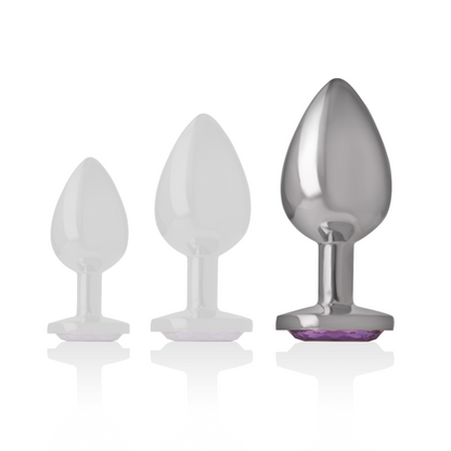 INTENSE - PLUG ANAL EN METAL ALUMINIUM AVEC CRISTAL VIOLET TAILLE L