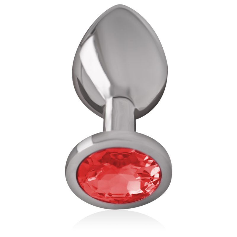 INTENSE - PLUG ANAL DE METAL ALUMINIO CON CRISTAL ROJO TALLA S