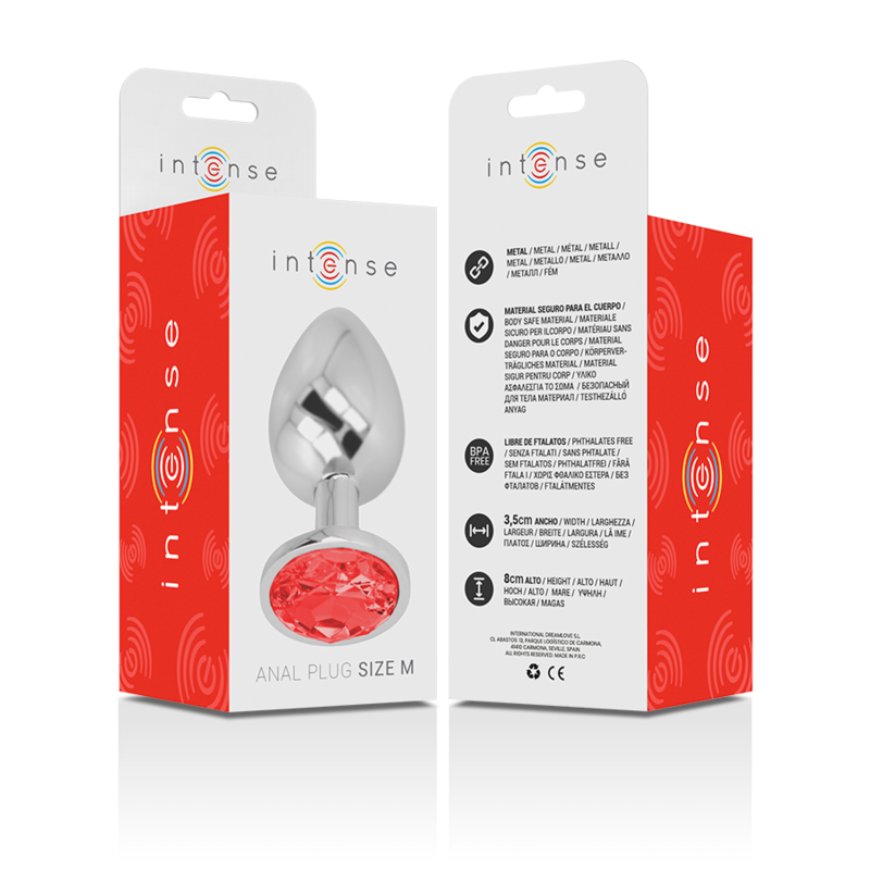 INTENSE - METAL ANAL PLUG WITH RED CRYSTAL SIZE M