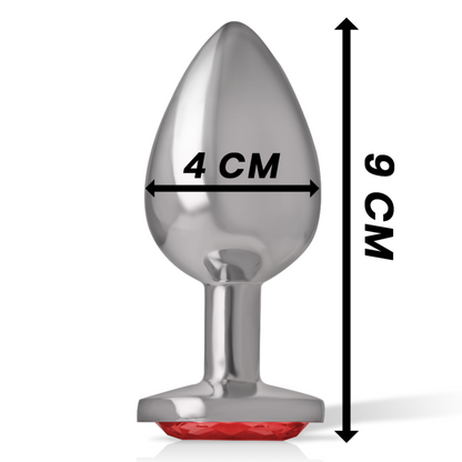 INTENSE - PLUG ANAL EN MÉTAL ALUMINIUM AVEC VERRE ROUGE TAILLE L