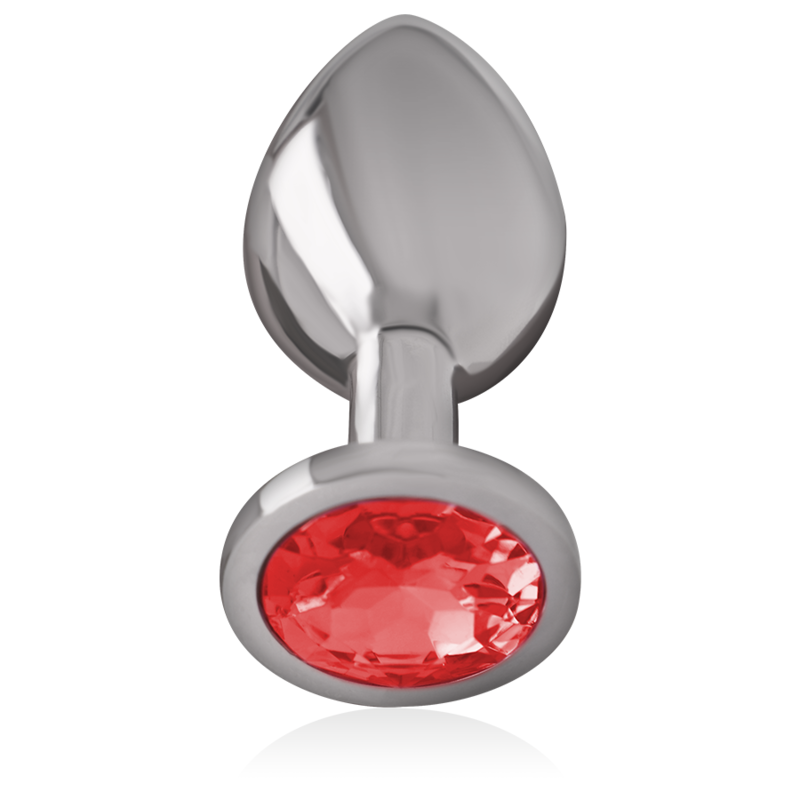 INTENSE - PLUG ANAL EN MÉTAL ALUMINIUM AVEC VERRE ROUGE TAILLE L