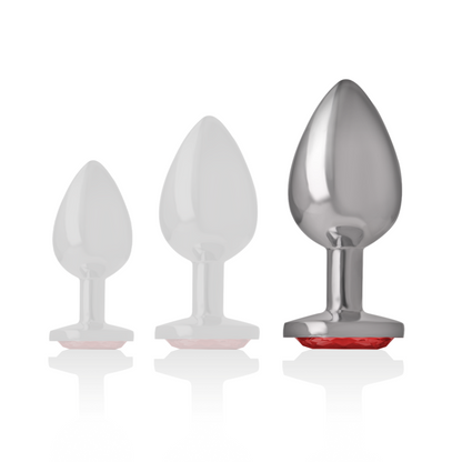 INTENSE - PLUG ANAL EN MÉTAL ALUMINIUM AVEC VERRE ROUGE TAILLE L