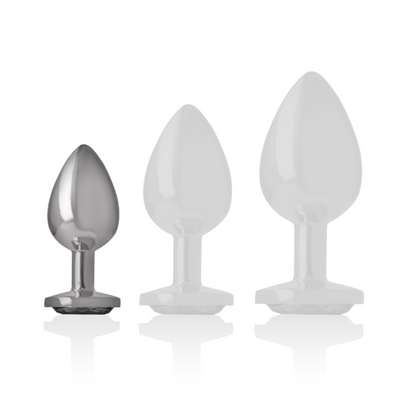 INTENSE - PLUG ANAL EN MÉTAL ALUMINIUM AVEC VERRE NOIR TAILLE S