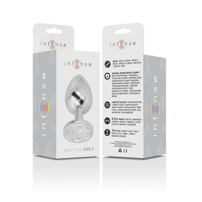 INTENSE - PLUG ANAL EN MÉTAL ALUMINIUM AVEC VERRE ARGENTÉ TAILLE S