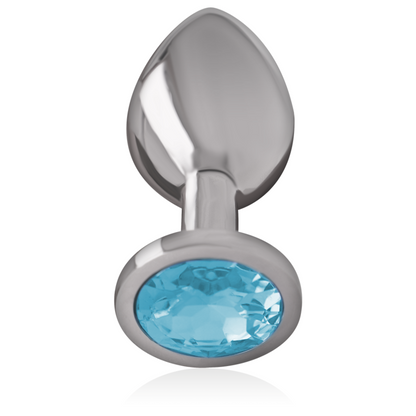 INTENSE - PLUG ANAL EN METAL ALUMINIUM AVEC VERRE BLEU TAILLE M