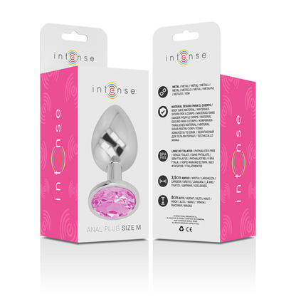 INTENSE - PLUG ANAL EN MÉTAL ALUMINIUM AVEC VERRE ROSE TAILLE M
