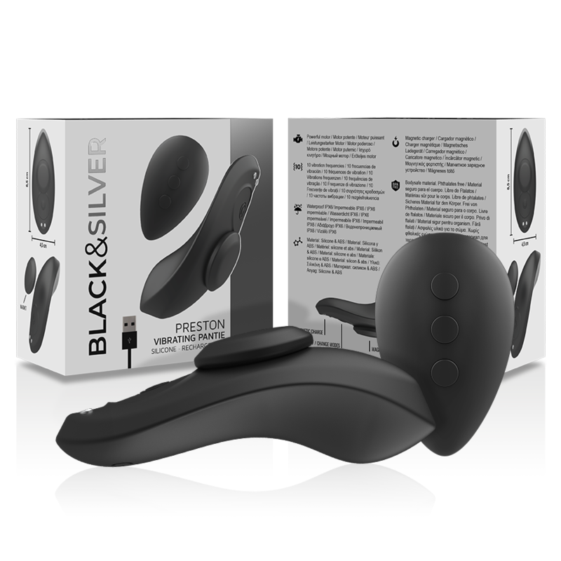 BLACK&amp;SILVER - PRESTON BRAGUITA VIBRADOR DE SILICONA RECARGABLE NEGRO