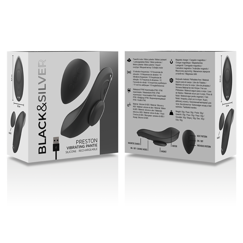 BLACK&amp;SILVER - PRESTON BRAGUITA VIBRADOR DE SILICONA RECARGABLE NEGRO