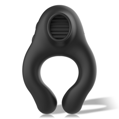 BLACK&amp;SILVER - ANNEAU VIBRATEUR SILICONE 3 MOTEURS RECHARGEABLE NOIR