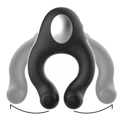 BLACK&amp;SILVER - ANNEAU VIBRATEUR SILICONE 3 MOTEURS RECHARGEABLE NOIR