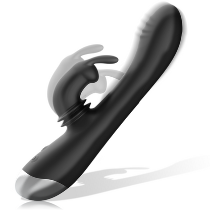 BLACK&SILVER - DJ. ADAM RECHARGEABLE SILICONE RABBIT STIMULATOR BLACK