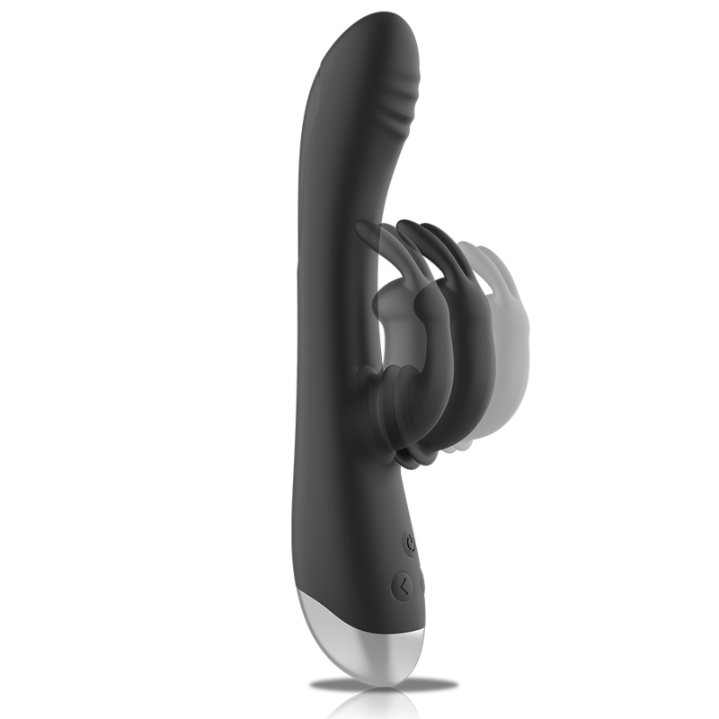 BLACK&SILVER - DJ. ADAM RECHARGEABLE SILICONE RABBIT STIMULATOR BLACK