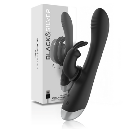 BLACK&SILVER - DJ. ADAM RECHARGEABLE SILICONE RABBIT STIMULATOR BLACK