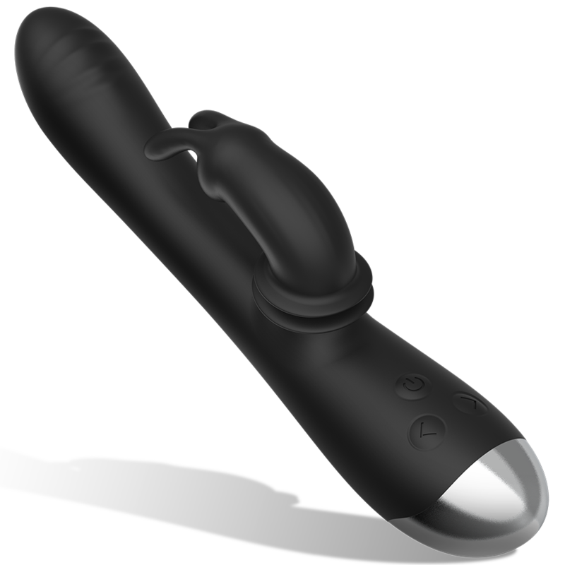 BLACK&SILVER - DJ. ADAM RECHARGEABLE SILICONE RABBIT STIMULATOR BLACK